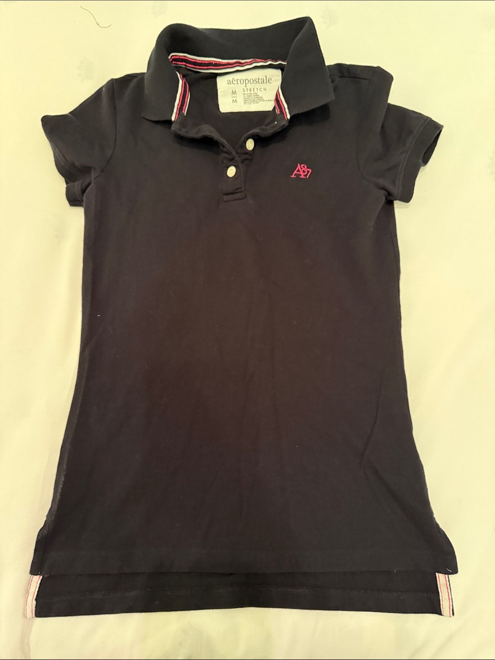 Aeropostale Black Polo with Pink Logo and Trim Accents